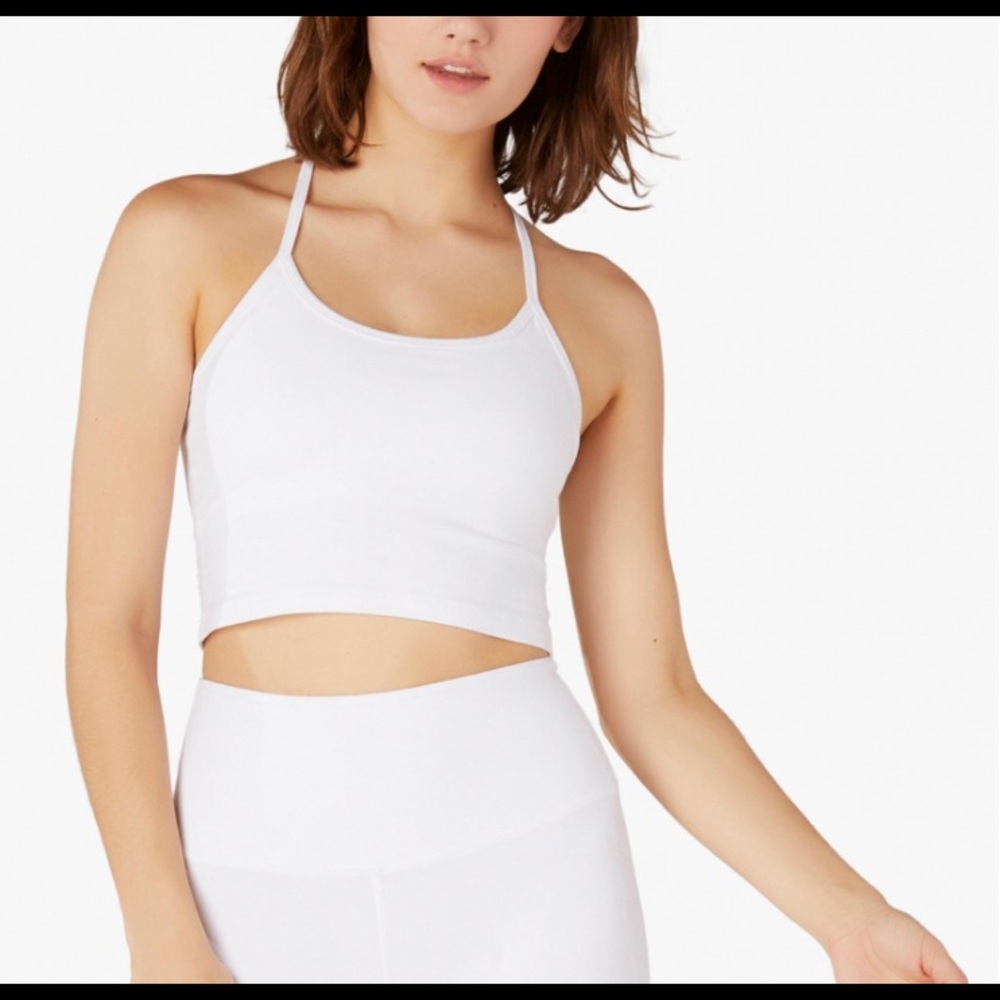 White Slim Racerback Cropped Tank from Beyond Yoga
